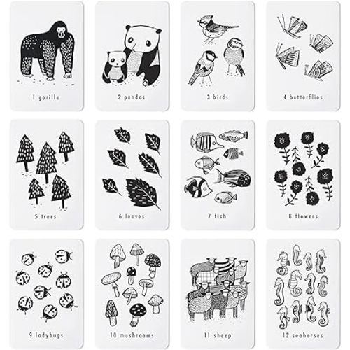 Wee Gallery Educational Flashcards for Babies, Double Sided Black and White Learning Flash cards, Nature Number Cards for Visual Stimulation and Cognitive Development of Infants and Toddlers