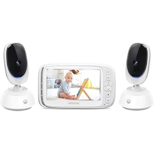 Motorola Comfort75-2 Video Baby Monitor - Infant Wireless Camera with Remote Pan, Digital Zoom, Temperature Sensor - 5 Inch LCD Color Screen Display with Two-Way Intercom, Night Vision - 1000ft Range