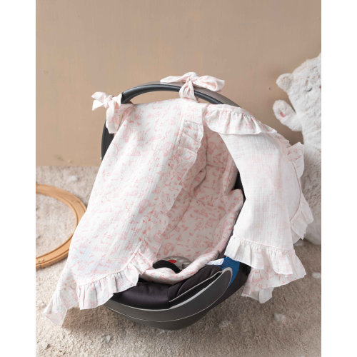 Pink Toile De Jouy Baby Car Seat Canopy and Cushion Set, Baby Car Seat Cover, Baby Girl, Pink Stroller Cover,Cushion Pillow