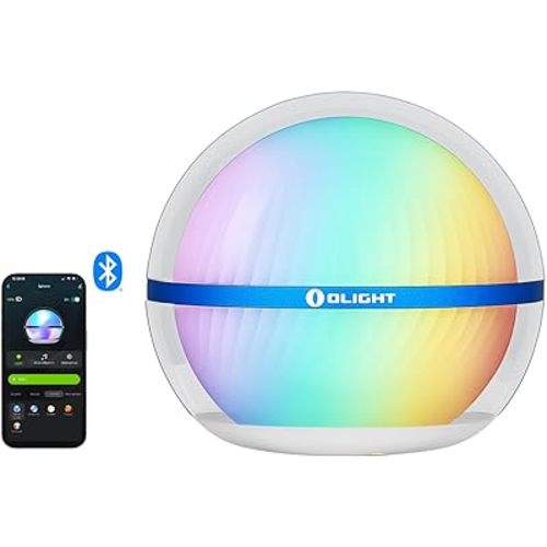 OLIGHT Sphere Smart Night Light, 75 lumens Stepless Dimming Table Lamp with Remotely APP Control, Magnetic Rechargeable RGB Ambient Lighting for Sleeping, Reading, and Relaxation
