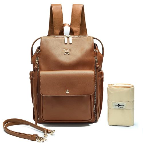 Miss Fong Love and Peace Diaper Bag Backpack (Brown)