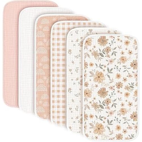 Konssy 6-Pack Muslin Baby Burp Cloths, Large 100% Cotton Burping Clothes, Soft & Absorbent for Newborns, Baby Boys and Girls