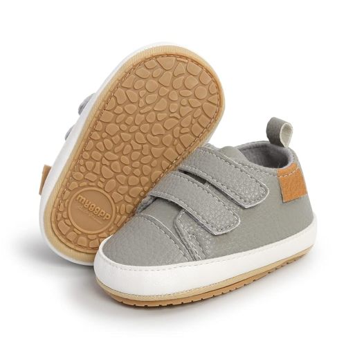SOFMUO Baby Boys Girls High Top Ankle PU Leather Sneakers Soft Rubber Sole Infant Moccasins Newborn Oxford Loafers Anti-Slip Toddler Wedding Uniform Dress Shoes