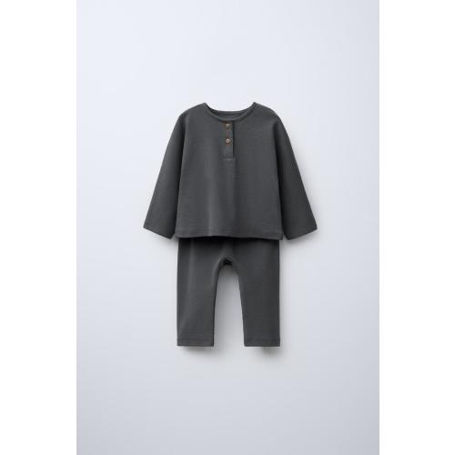 HENLEY T-SHIRT AND JOGGERS SET - Anthracite Gray | ZARA United States