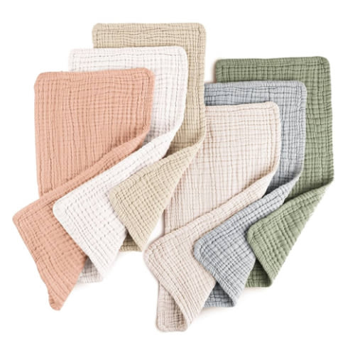 Konssy Muslin Baby Burp Cloths 6 Pack, Soft Absorbent 100% Cotton Burping Clothes for Newborns, Baby Boys and Girls, Unisex