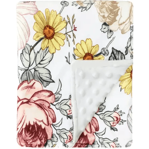 HNHUAMING Floral Baby Blankets, Floral Toddler Blanket for Boys Girls, Dotted Backing, Double Layer, Crib Receiving Blanket, for Nursery/Stroller/Toddler Bed/Carseat, 30 x 40 Inch