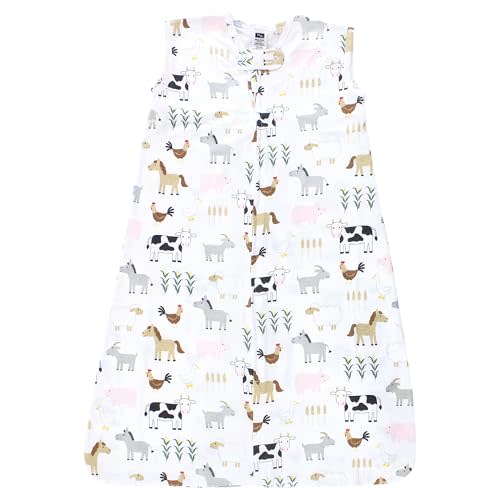 Hudson Baby Unisex Baby Cotton Sleeveless Wearable Sleeping Bag, Sack, Blanket, Cute Farm, 6-12 Months