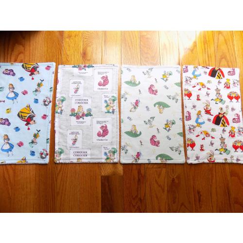 Set of 4 Alice in Wonderland Burp Cloths - Baby Shower Gift