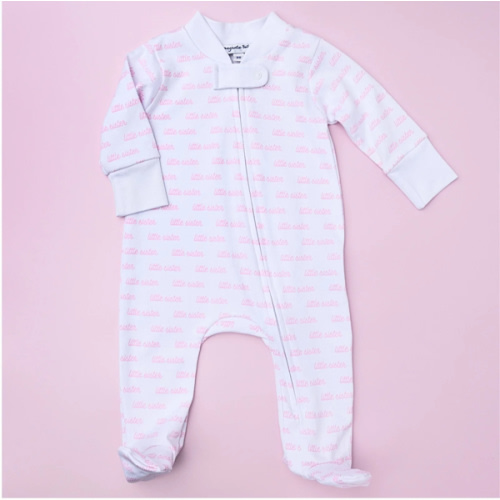 Little Sister Print Zip Footie