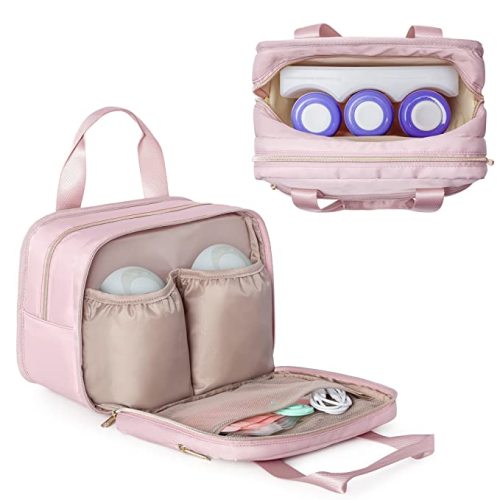 Fasrom Wearable Breast Pump Bag with Cooler Compatible with Momcozy, Medela and Elvie Pumps, Portable Pump Carrying Case for Working Moms, Black (Bag Only, Patent Design)