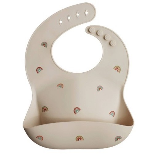 Mushie Silicone Baby Bib, Color: Rainbows