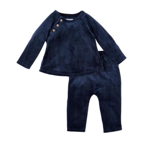 Navy Velour Baby Outfit 3-6 mo
