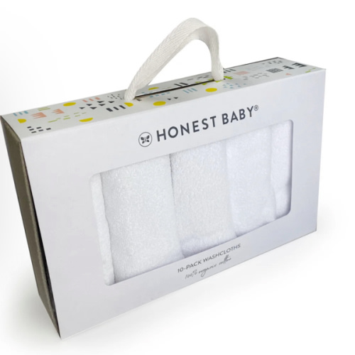 10-Pack Organic Cotton Baby-Terry Wash Cloths, Bright White | Honest Baby Clothing