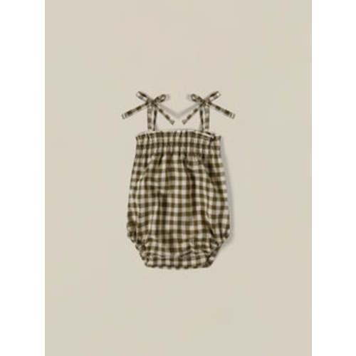 Olive Gingham Spaghetti Bodysuit | Organic Zoo