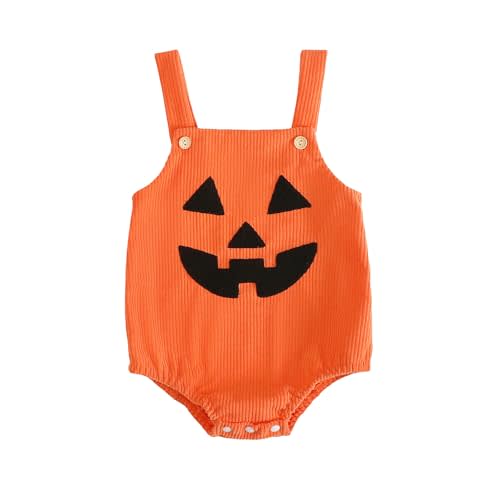 Newborn Infant Baby Girls Boys Rompers Halloween Clothes Pumpkin Smiling Face Overalls Bodysuits Jumpsuits