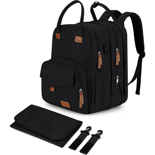 Extra Large Diaper Bag For 2 Kids, 35L Expandable Twin Diaper Bag Backpack For Travel/Shopping, Easy Access Design / 4 Big Insulated + 2 Wet Cloth Pocket For 2 Babies / Waterproof/Back Support Cushion