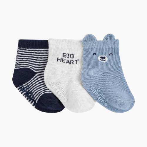 Carter's Socks (3 Pack) - Blue/Big Heart, 3-12 Months