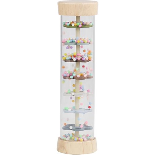 WODI Wooden Baby Rattle Rainstick Rainmaker Montessori Musical Toy for Infants Toddlers Newborns 0-3-6-9-12 Months Sensory Development