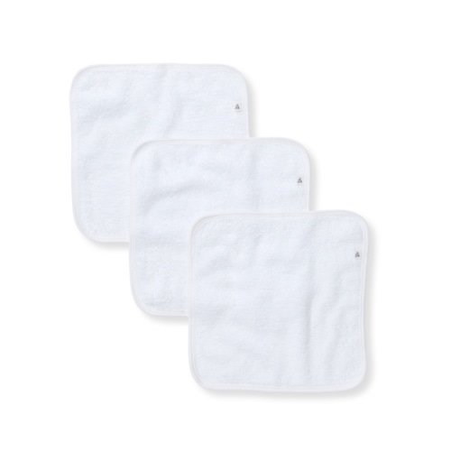 Organic Cotton Woven Terry Solid Washcloths 3 Pack Cloud
