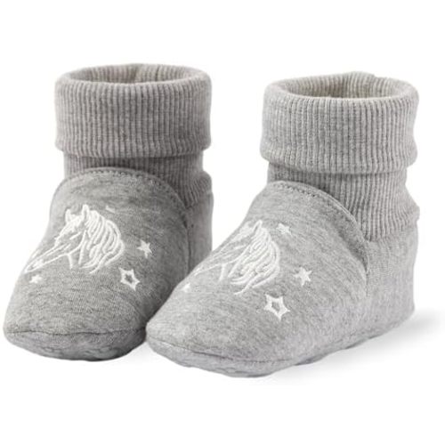 Horse Newborn Infant Baby Cotton Booties Non-Slip Sole for Toddler Boys Girls Winter Warm Stay On Socks Shoes Unisex First Walkers Ankle Crib Slippers Shoes 3-6,6-12,12-18 Months