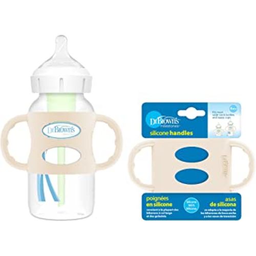Dr. Brown’s® Milestones™ 100% Silicone Baby Bottle Handles, Wide-Neck, Ecru, 1 Pack