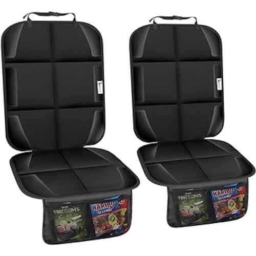 Car Seat Protector, Non-Slip Rubber Padded Backing Seat Protector for Child Seats, Waterproof Thickest Padding Car Seat Protector Under Baby Seat - No Imprint (Black-Ⅰ-2pcs)