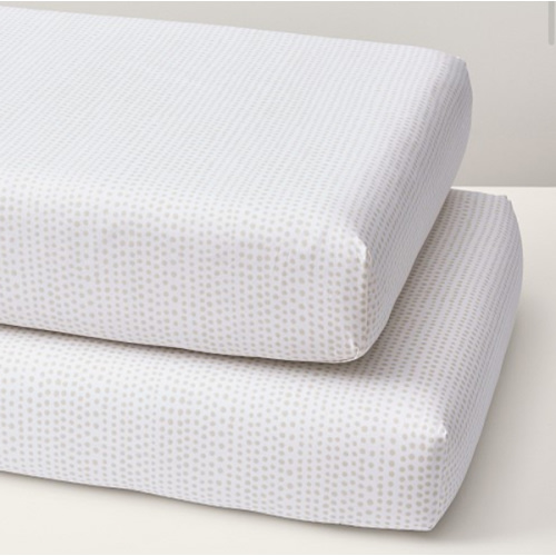 Falling Dot Organic Crib Fitted Sheet | Color Oat | 2 Pack
