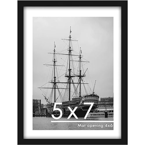 PEALSN 5x7 Picture Frame, Display Pictures 4 x 6 with Mat or 5 x 7 Without Mat for Wall Mounting Display, Photo Frames, Black.