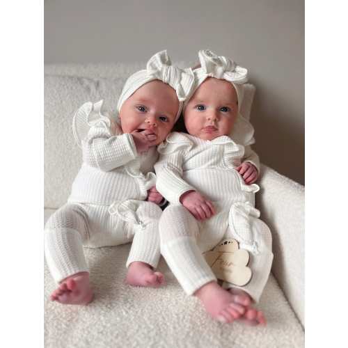 Milk White Waffle Cotton Romper Ruffle Zipper Footie With Bow, Baby Girl Coming Home Outfit, Newborn Hospital Outfit , New Baby Girl Gift