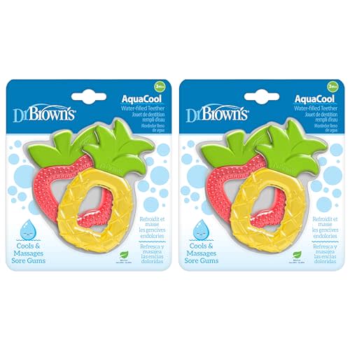 Dr. Brown's AquaCool Water-Filled Baby Teether, Cools & Massages Sore Gums, BPA Free, Pineapple and Apple, 4 Pack, 3m+