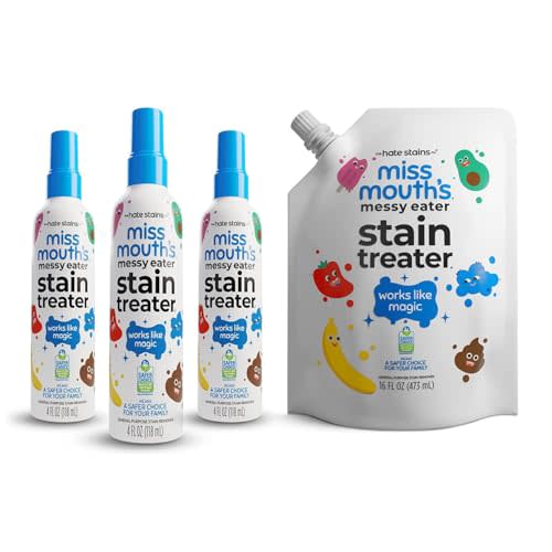 Miss Mouth's Messy Eater Stain Treater Ultimate Refill Bundle - 4oz 3-Pack Spray & 16oz Refill Pouch - Laundry Spot Cleaner for Baby Clothes & Fabric