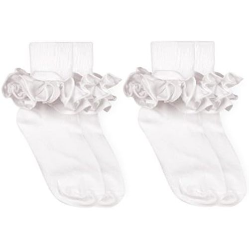 Jefferies Socks Girls Misty Ruffle Lace School Dress Turn Cuff Socks 2 Pair Pack