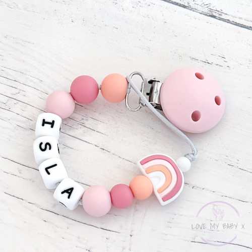 Beach hack how no to drop Dummy Clip Personalised Soother Holder Pastel Dummy Holder Christening gift Rainbow MAM Dummy Clip