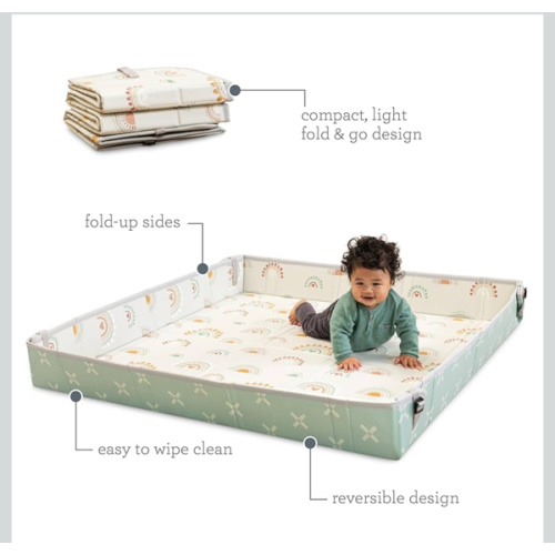 Infantino Foldable Soft Foam Play Mat, Baby Play Mat for Tummy Time & Floor Play, Lightweight, Easy to Store, Wipeable, Rainbows