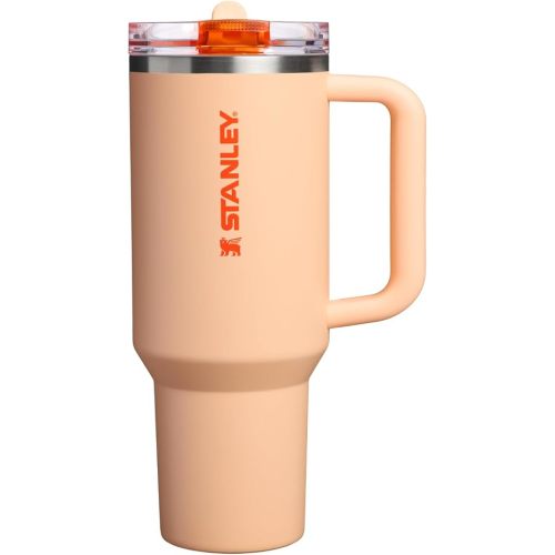 STANLEY Quencher ProTour Flip Straw Tumbler with Leakproof Lid 40 oz | Built-In Straw & Handle | Cupholder Compatible for Travel | Insulated Stainless Steel Cup | BPA-Free | Orange Sherbet