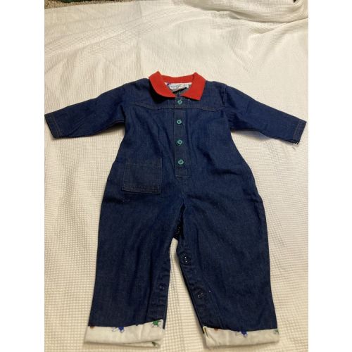Vintage oshkosh baby boy denim one piece outfit 6-9 m