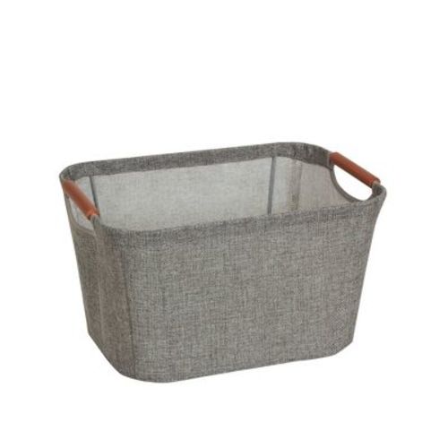 Medium Tapered Soft-side Storage Bin With Wood Handles
