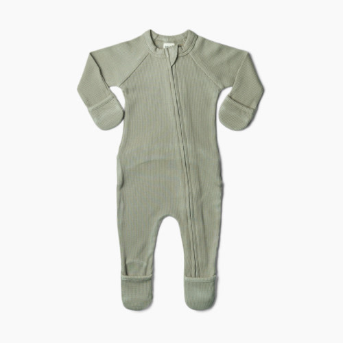 Goumi Kids Organic Cotton Thermal Footie - Ash, 3-6 Months