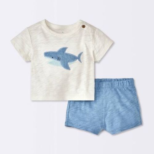 Baby Boys' Shark T-Shirt Top & Bottom Set - Cloud Island™ Off-White Newborn