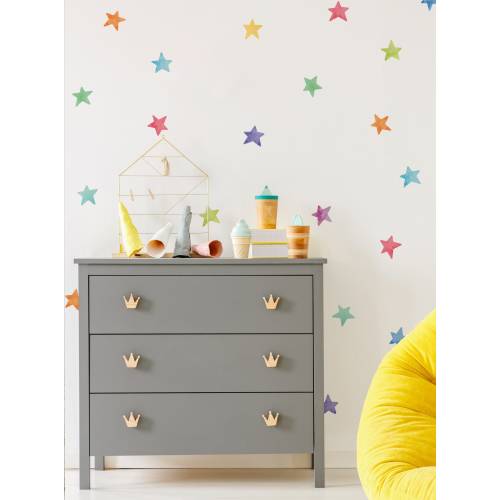 Watercolor Rainbow Star Wall Stickers: Kids Room Decor