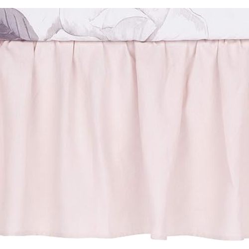 Lambs & Ivy Floral Garden Pink Linen Shirred Crib Skirt/Dust Ruffle