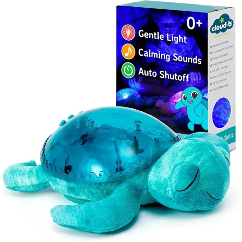 Cloud b Ocean Projector Nightlight with White Noise Soothing Sounds | Adjustable Settings and Auto-Shutoff | Tranquil Turtle - Aqua
