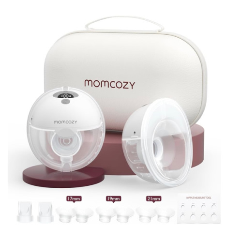 Momcozy M5 Hands-Free Wearable Breast Pump, Double-Sealed Flange for Baby-Like Comfort, 3 Modes & 9 Suction Levels, Portable Electric Pump – 24mm, 2-Pack Quill Gray