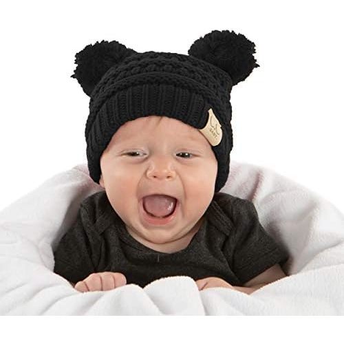 Funky Junque Baby Beanie Hat - Soft Knit Winter Cap with Double Pom Pom - Easter Pastels, Classic Solids, Value Packs