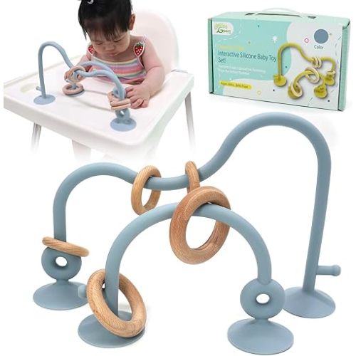 Gogzy - Parent-Child Interactive Silicone Baby Toy Set - Suction Cups Education Teething Toys for Infant Toddler Ages 6M+, BPA Free (Blue)