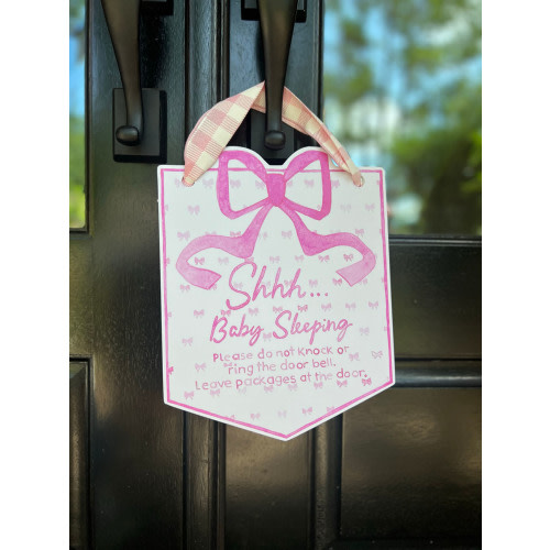 Pink Shhh Baby Sleeping Sign