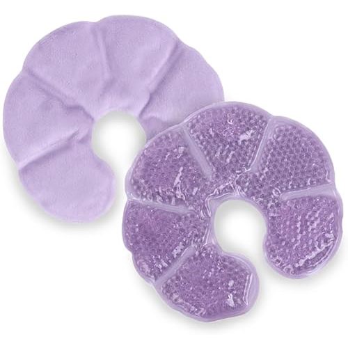 NEWGO Breast Ice Pack 2 Pack Gel Ice Pack for Breast Surgery, Reusable Nursing Ice Pack Hot or Cold Therapy Breast Pad for Breastfeeding, Engorgement Relief (Purple)