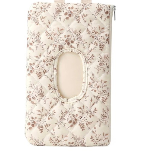 Quilted Baby Wipe Holder Floral Diaper Pouch Portable Quilted Wipes Bag for Car, Stroller