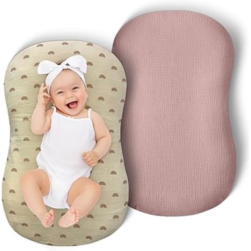 Baby Lounger Pillow, Snuggle me Lounger, Baby Lounger Pillow for Newborn, Snuggle me Organic, Baby co Portable, Newborn Pillow, Baby Pillow (2 Lounger Cover Included) (Rose)
