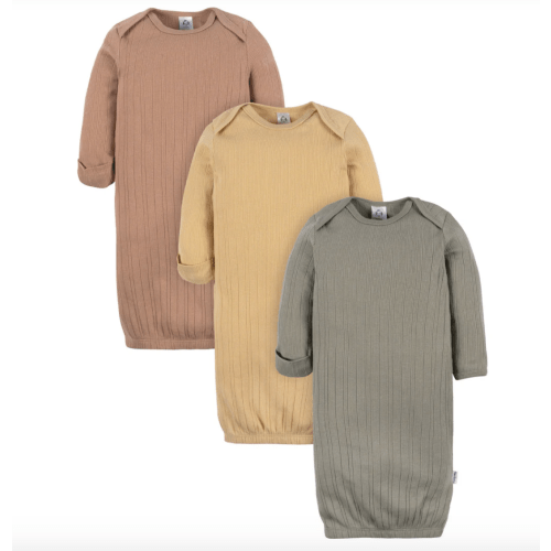 3-Pack Baby Neutral Shadow/New Wheat/Camel Lap Shoulder Gowns – Gerber Childrenswear